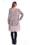 LARGE SIZE SWEATER DRESS PRINTED 4333 BEIGE