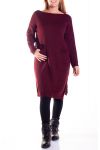 GRANDE TAILLE ROBE MAILLE 2 POCHES 4332 BORDEAUX