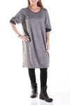 GRANDE TAILLE PULL ROBE 2 POCHES 4331 GRIS