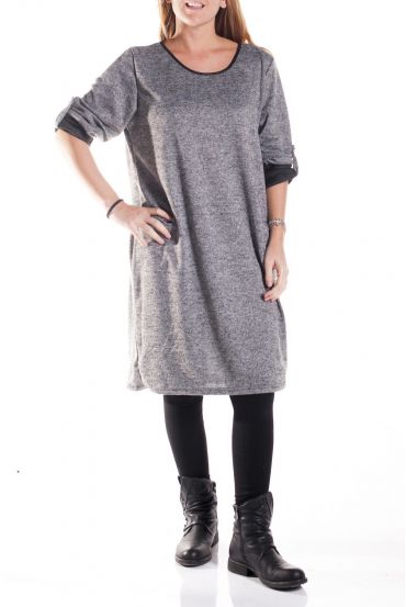 GROßE PULLOVER-KLEID, 2 TASCHEN 4331 GRAU