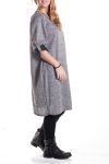 GRANDE TAILLE PULL ROBE 2 POCHES 4331 GRIS