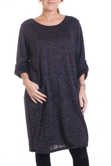 GRANDE TAILLE PULL ROBE 2 POCHES 4331 NOIR