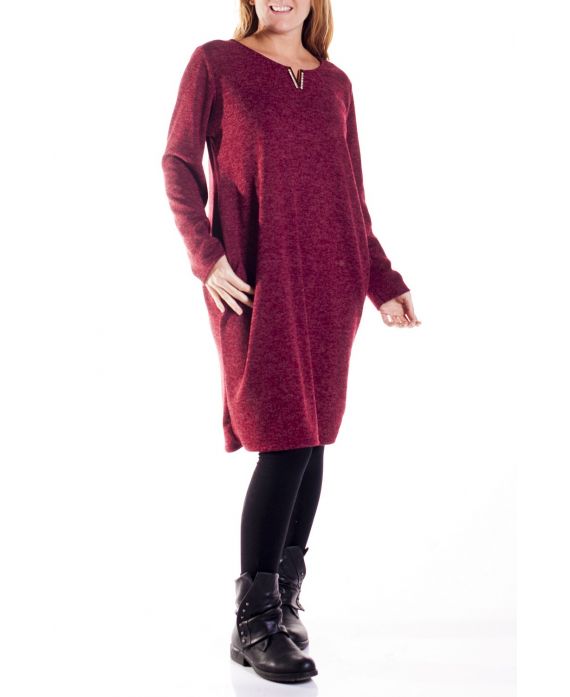 GRANDE TAILLE ROBE ENCOLURE V 4328 BORDEAUX