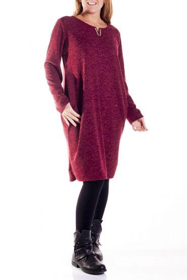 GRANDE TAILLE ROBE ENCOLURE V 4328 BORDEAUX