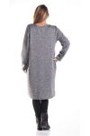 GRANDE TAILLE ROBE ENCOLURE V 4328 GRIS