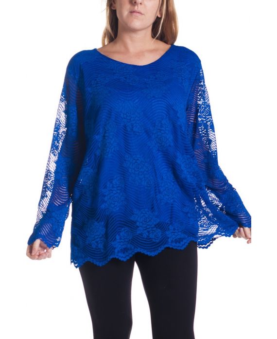 GROOT FORMAAT LACE TOP 4325 ROYAL BLUE