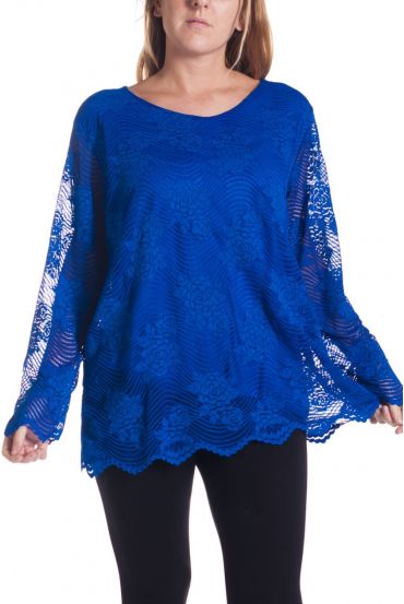 GRANDE TAILLE TOP DENTELLE 4325 BLEU ROYAL