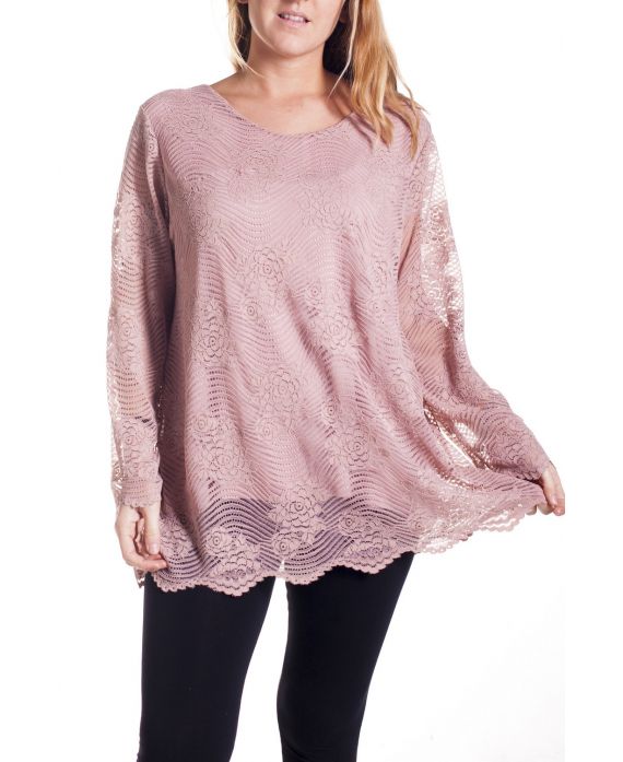 LARGE SIZE LACE TOP 4325 PINK