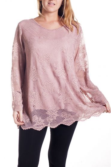 GRANDE TAILLE TOP DENTELLE 4325 ROSE