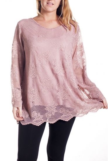 LARGE SIZE LACE TOP 4325 PINK