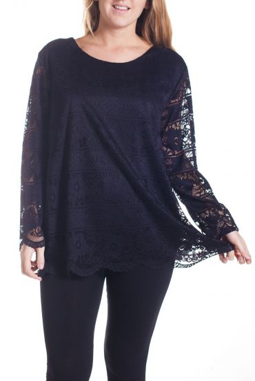 GROOT FORMAAT LACE TOP 4325 ZWART