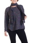 GRANDE TAILLE PULL COLORE + ECHARPE 4318 GRIS