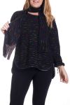 GRANDE TAILLE PULL COLORE + ECHARPE 4318 NOIR