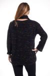 GRANDE TAILLE PULL COLORE + ECHARPE 4318 NOIR