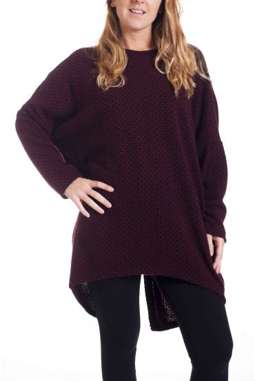 GRANDE TAILLE PULL TUNIQUE 4316 BORDEAUX