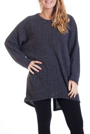 GRANDE TAILLE PULL TUNIQUE 4316 GRIS