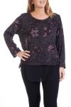 GRANDE TAILLE PULL FLEUR SUPERPOSITION 4315 NOIR