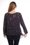 GRANDE TAILLE PULL FLEUR SUPERPOSITION 4315 NOIR