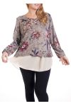 GRANDE TAILLE PULL FLEUR SUPERPOSITION 4315 BEIGE