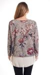 GRANDE TAILLE PULL FLEUR SUPERPOSITION 4315 BEIGE