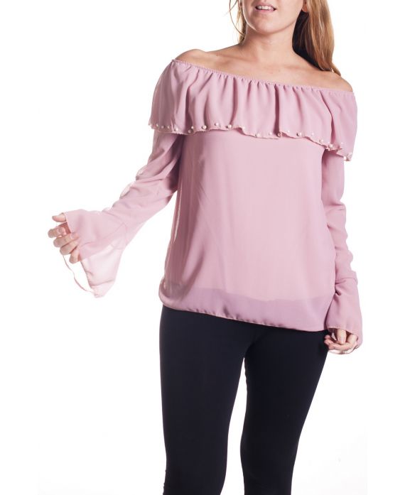 GRANDE TAILLE BLOUSE PERLES 4313 ROSE