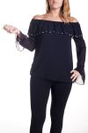 GRANDE TAILLE BLOUSE PERLES 4313 NOIR