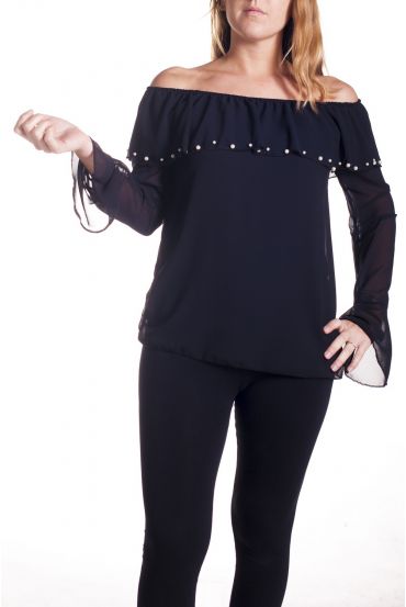 GRANDE TAILLE BLOUSE PERLES 4313 NOIR