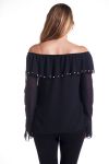 GRANDE TAILLE BLOUSE PERLES 4313 NOIR