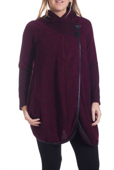 GROßE GRÖßE JACKE AUSSCHNITT A-TASTEN-4312 BORDEAUX