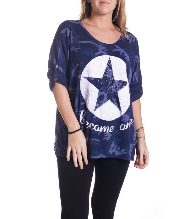 GRANDE TAILLE T-SHIRT MILITAIRE 4311 BLEU