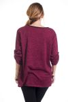 GRANDE TAILLE PULL ENCOLURE ZIPPEE 4307 BORDEAUX