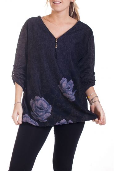 GRANDE TAILLE PULL ENCOLURE ZIPPEE 4307 NOIR