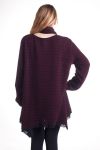 GRANDE TAILLE PULL TUNIQUE + ECHARPE 4299 BORDEAUX