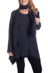 GRANDE TAILLE PULL TUNIQUE + ECHARPE 4299 GRIS