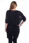 DI GRANDI DIMENSIONI T-SHIRT LUNGA PAILLETTES 2 PEZZI 4298 NERO