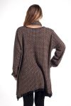 GRANDE TAILLE PULL TUNIQUE + ECHARPE 4297 TAUPE