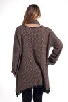 LARGE SIZE SWEATER TUNIC + SCARF 4297 TAUPE