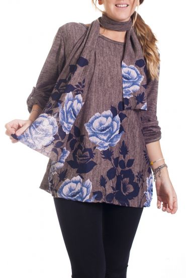 LARGE SIZE PULL + SCARVES 4296 TAUPE