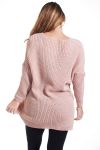 GRANDE TAILLE PULLOVER PERLES 4294 ROSE