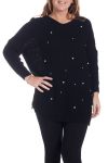 GRANDE TAILLE PULLOVER PERLES 4294 NOIR