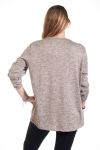 GRANDE TAILLE PULL IMPRIME ZIPPE 4290 BEIGE