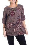 GRANDE TAILLE PULL IMPRIME ZIPPE 4290 TAUPE