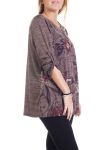 GRANDE TAILLE PULL IMPRIME ZIPPE 4290 TAUPE