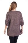 GRANDE TAILLE PULL IMPRIME ZIPPE 4290 TAUPE