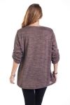 LARGE SIZE SWEATER PRINTS ZIPS 4290 TAUPE