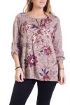 GRANDE TAILLE PULL IMPRIME ZIPPE 4290 ROSE