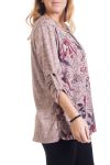 GRANDE TAILLE PULL IMPRIME ZIPPE 4290 ROSE