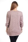 GRANDE TAILLE PULL IMPRIME ZIPPE 4290 ROSE