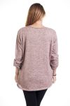 LARGE SIZE SWEATER PRINTS ZIPS 4290 PINK