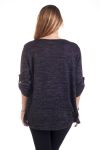 GRANDE TAILLE PULL IMPRIME ZIPPE 4290 NOIR